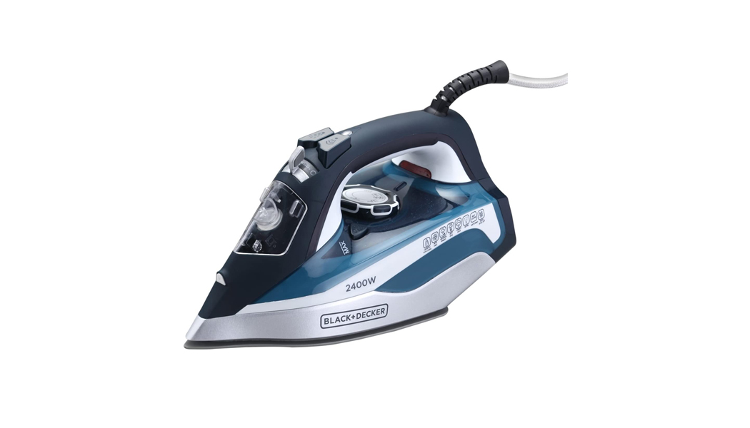 Black+Decker 2400W Steam Iron With Ceramic Soleplate Auto Shut-Off, Blue - X2150-B5, 2 Years Warranty