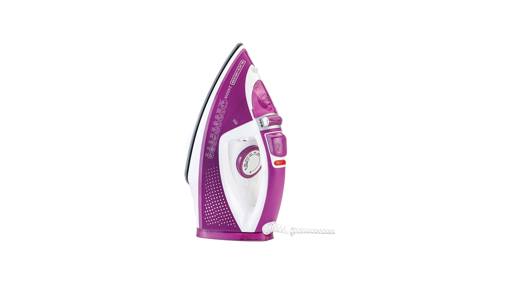 Black+Decker 2400W Steam Iron with Auto Shutoff and Ceramic Soleplate, Magenta - X2450-B5, 2 Years Warranty