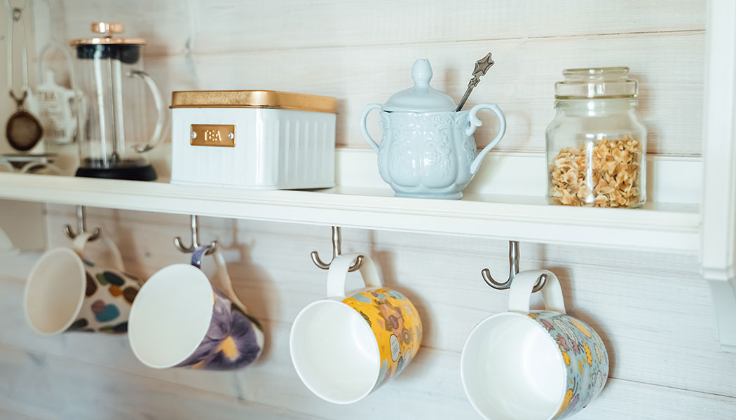 Use open shelves to show off your kitchenware