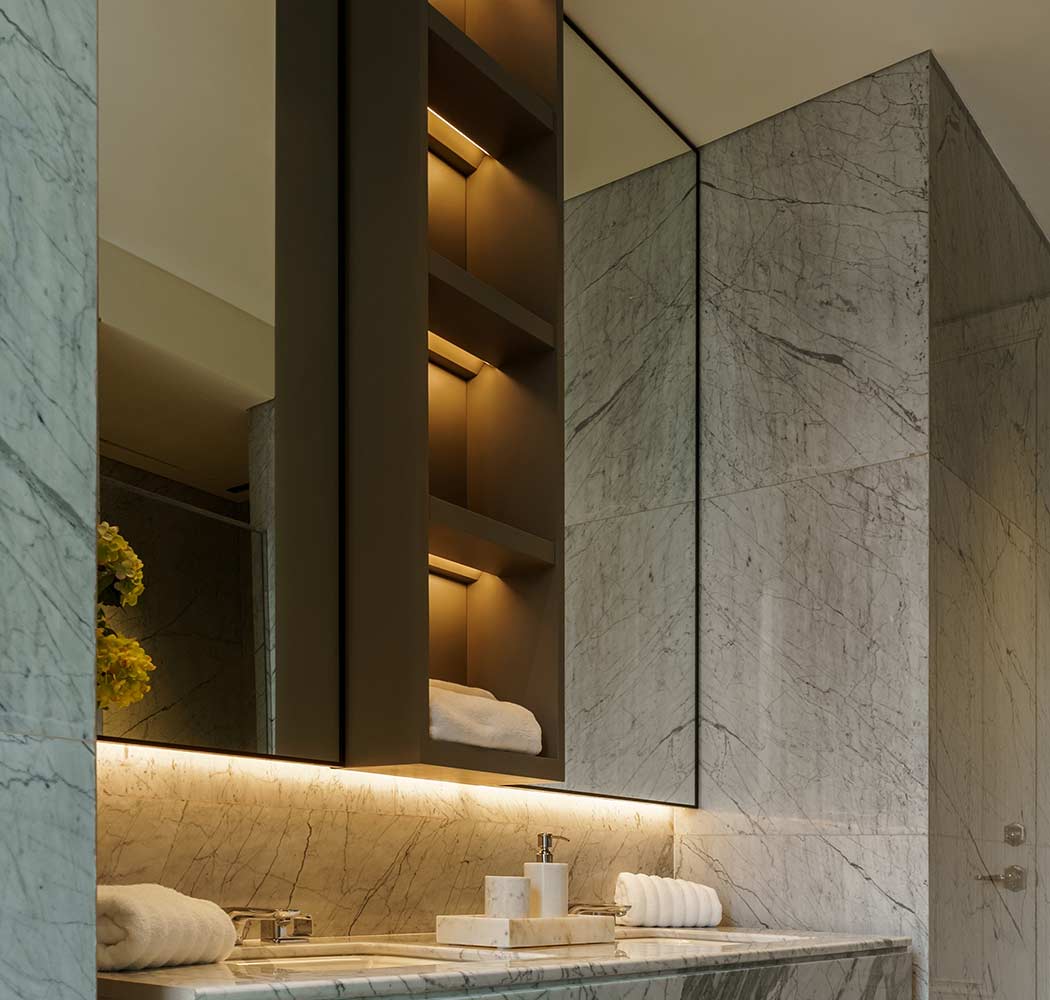Marble Vanity With Vertical Storage